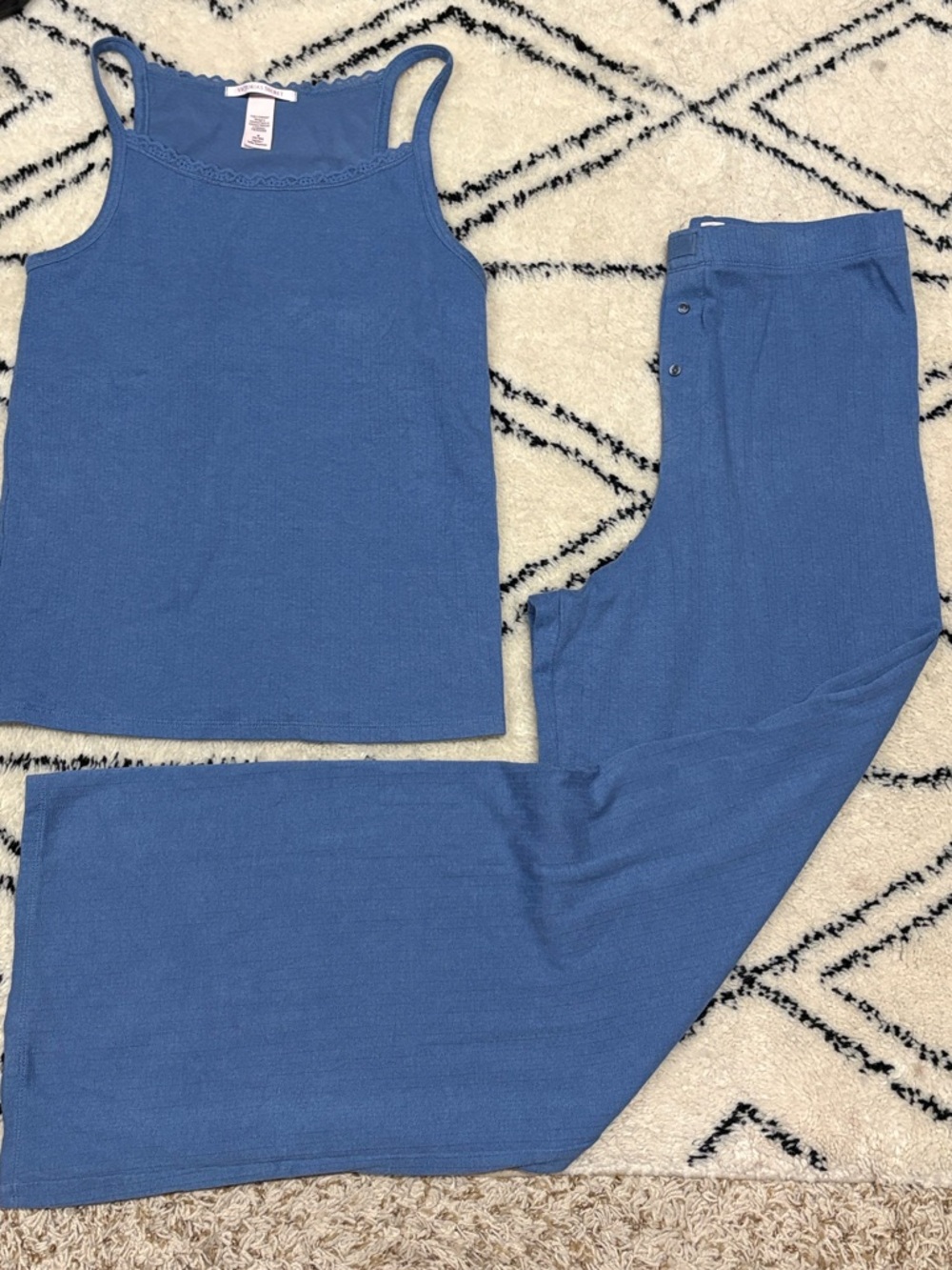 Victoria’s Secret Pointelle Rib Cami & Pant Set, Blue, Medium NWOT